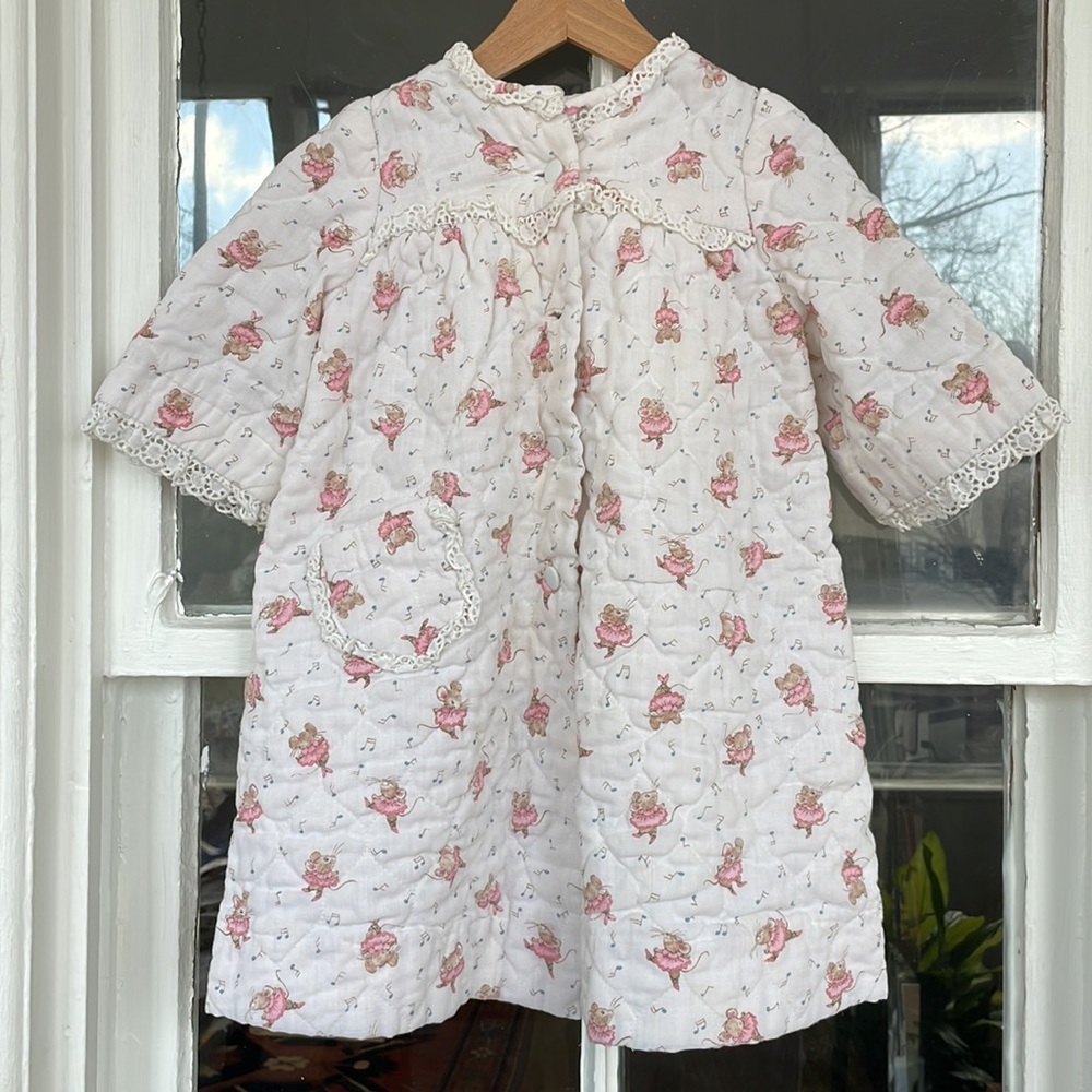 Handmade infant gown w/ ballerina mice